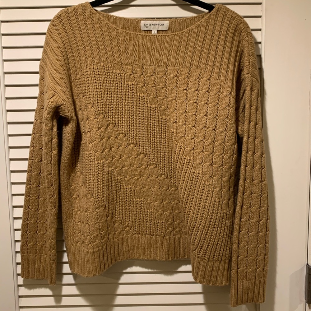 caramel cable knit sweater